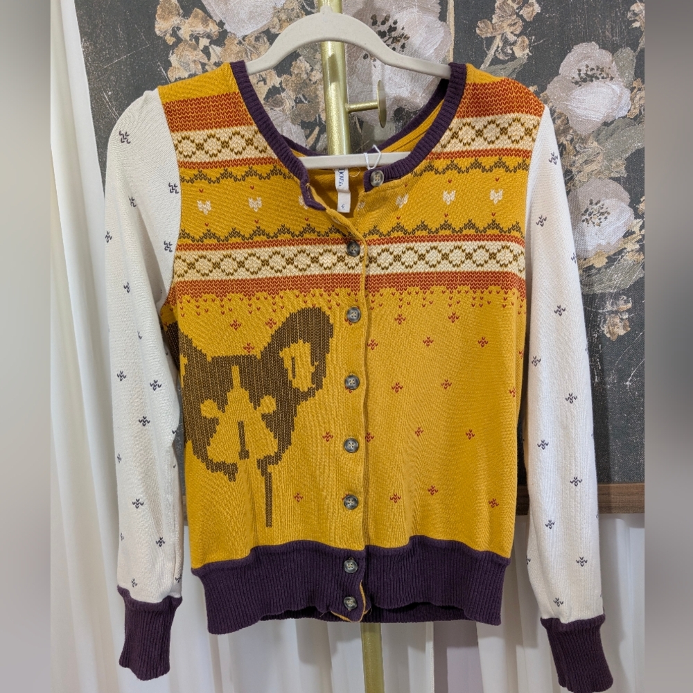 Rare PBJ Frenchie the Bulldog Cotton cardigan sweater Size Large